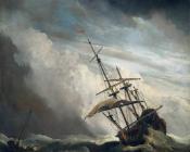 Ship in High Seas Caught by a Squall - 小威廉·凡·德·维尔德